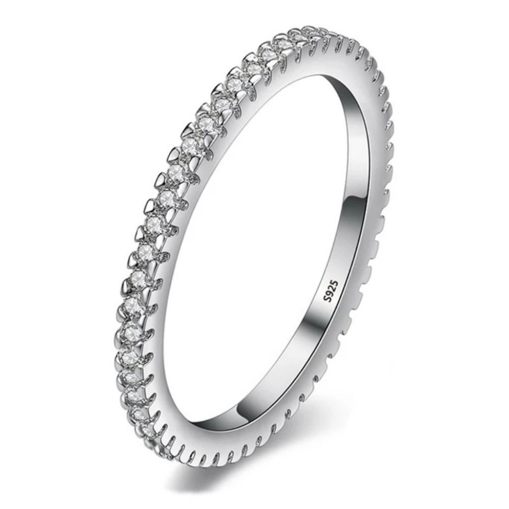 Trendy Silver Stackable Diamond Ring - Picture 4 of 4
